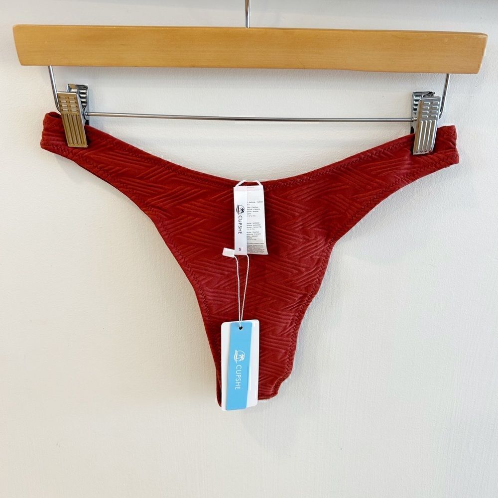 Cupshe Rust Textured High Cut Bikini Bottom - Picture 3 of 3